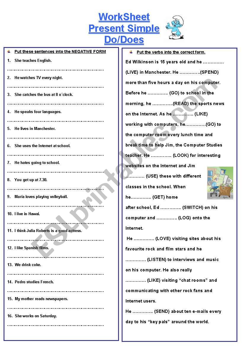 WORKSHEET- PRESENT SIMPLE-DO/DOES
