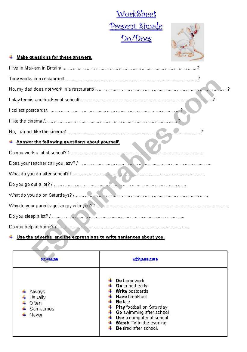 WorkSheet-Present Simple Do-Does