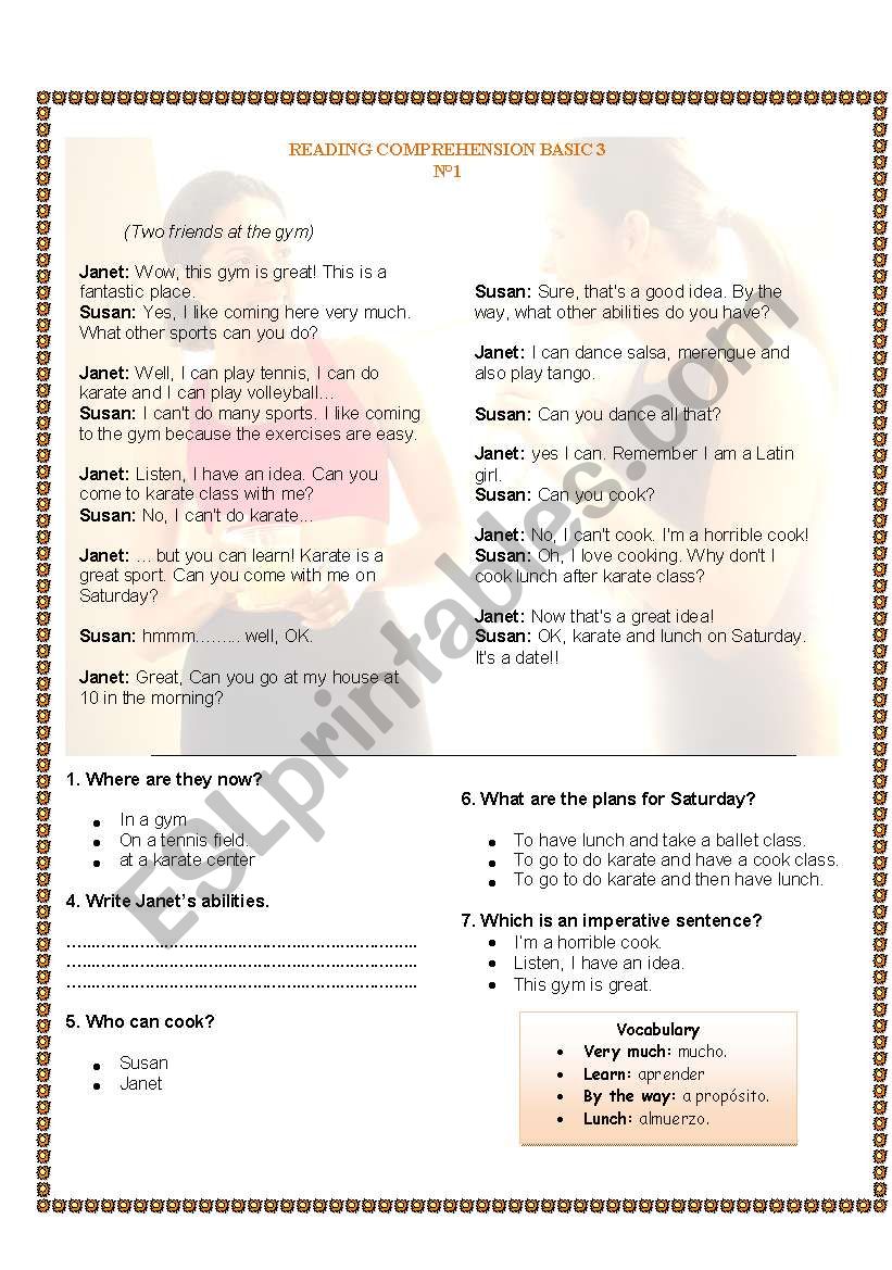 Reading and Speaking  worksheet