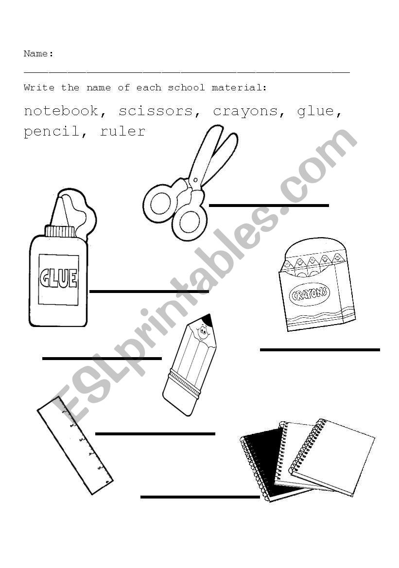 SCHOOL MATERIALS worksheet