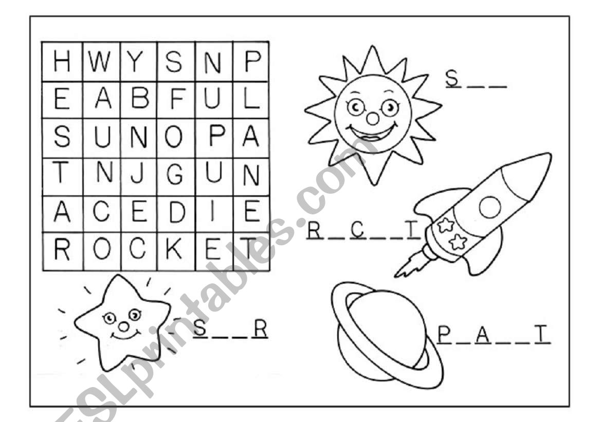 Word search and fill in worksheet