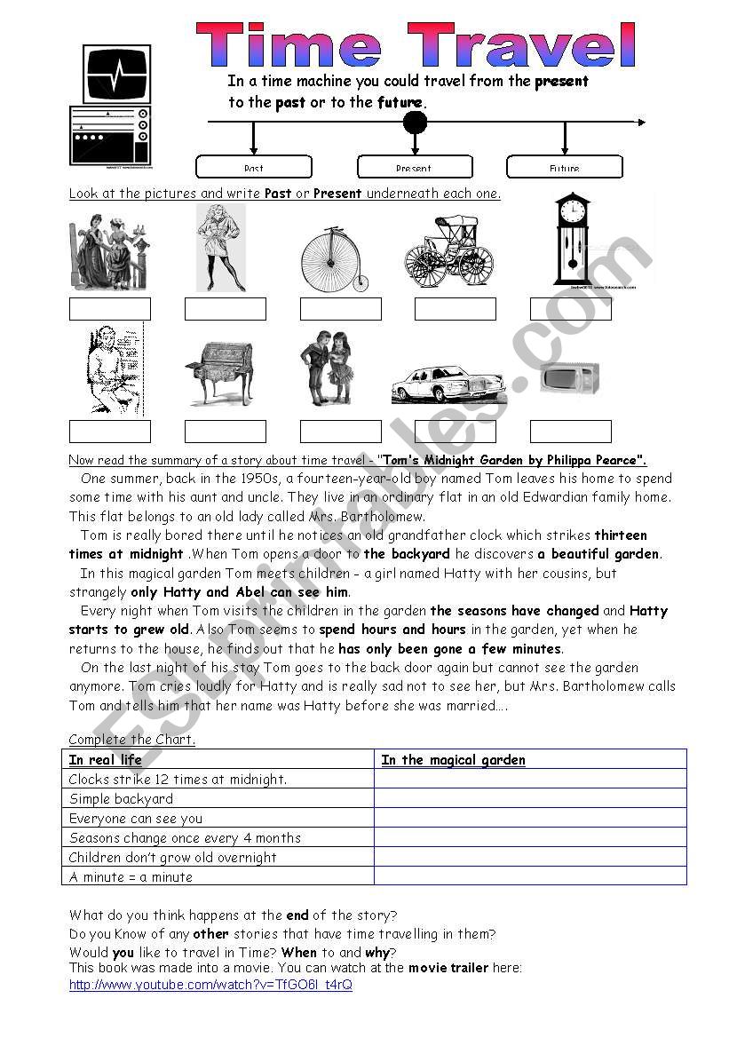 Time Travel worksheet