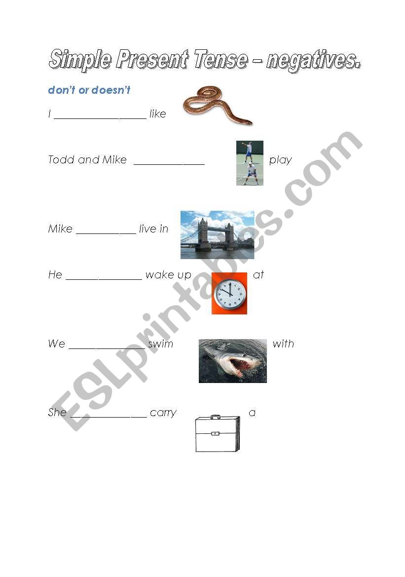 Simple Present Tense - negative