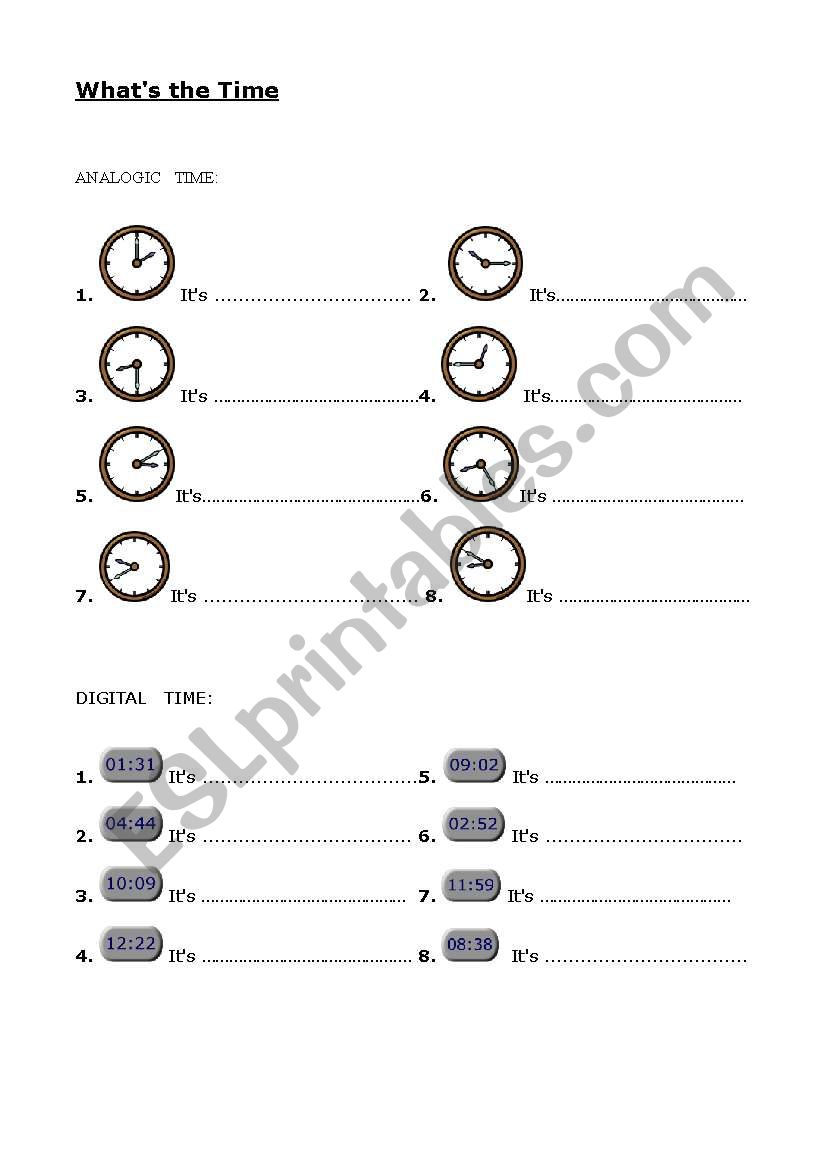 The Time worksheet