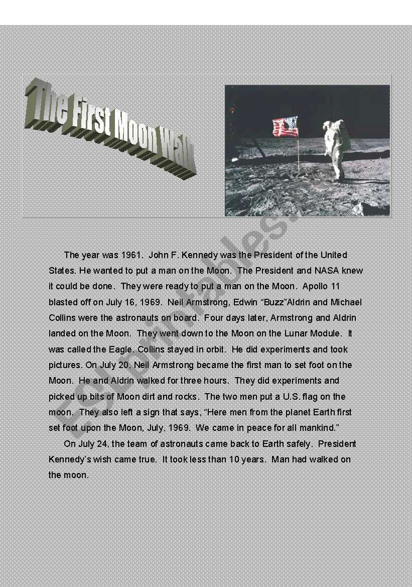 The first moon walk worksheet