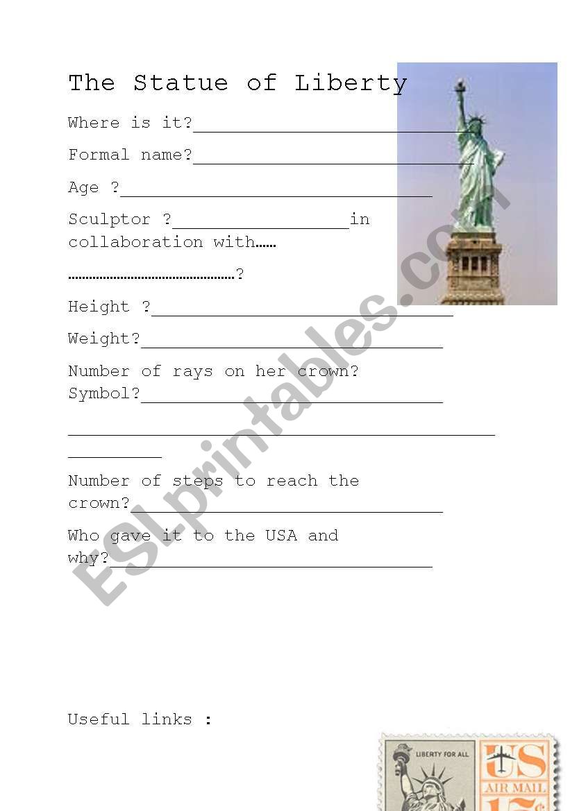 the statue of liberty worksheet