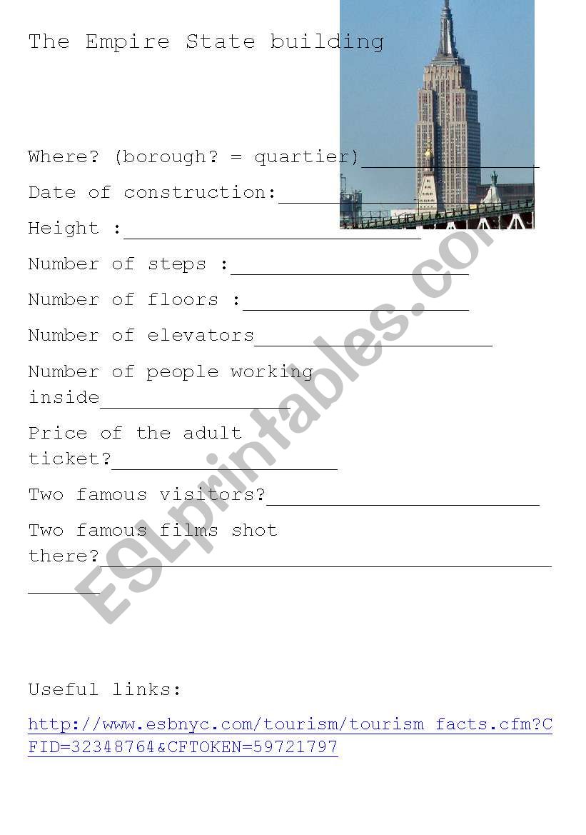 the empire state building worksheet