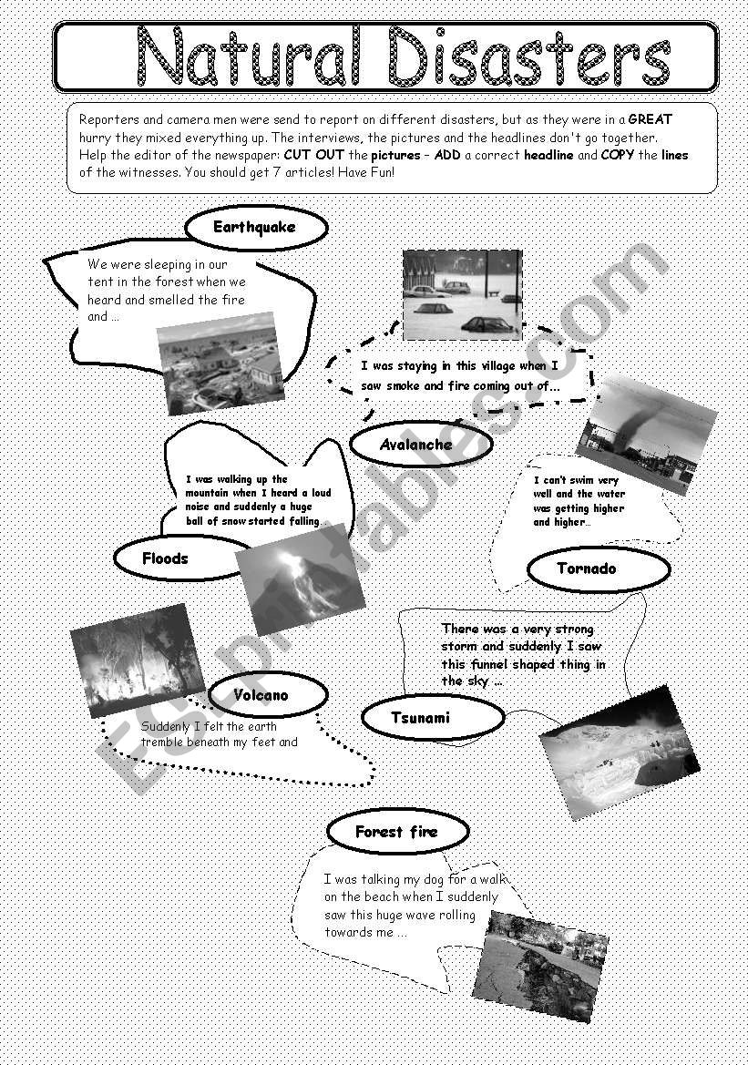 Natural Disasters worksheet