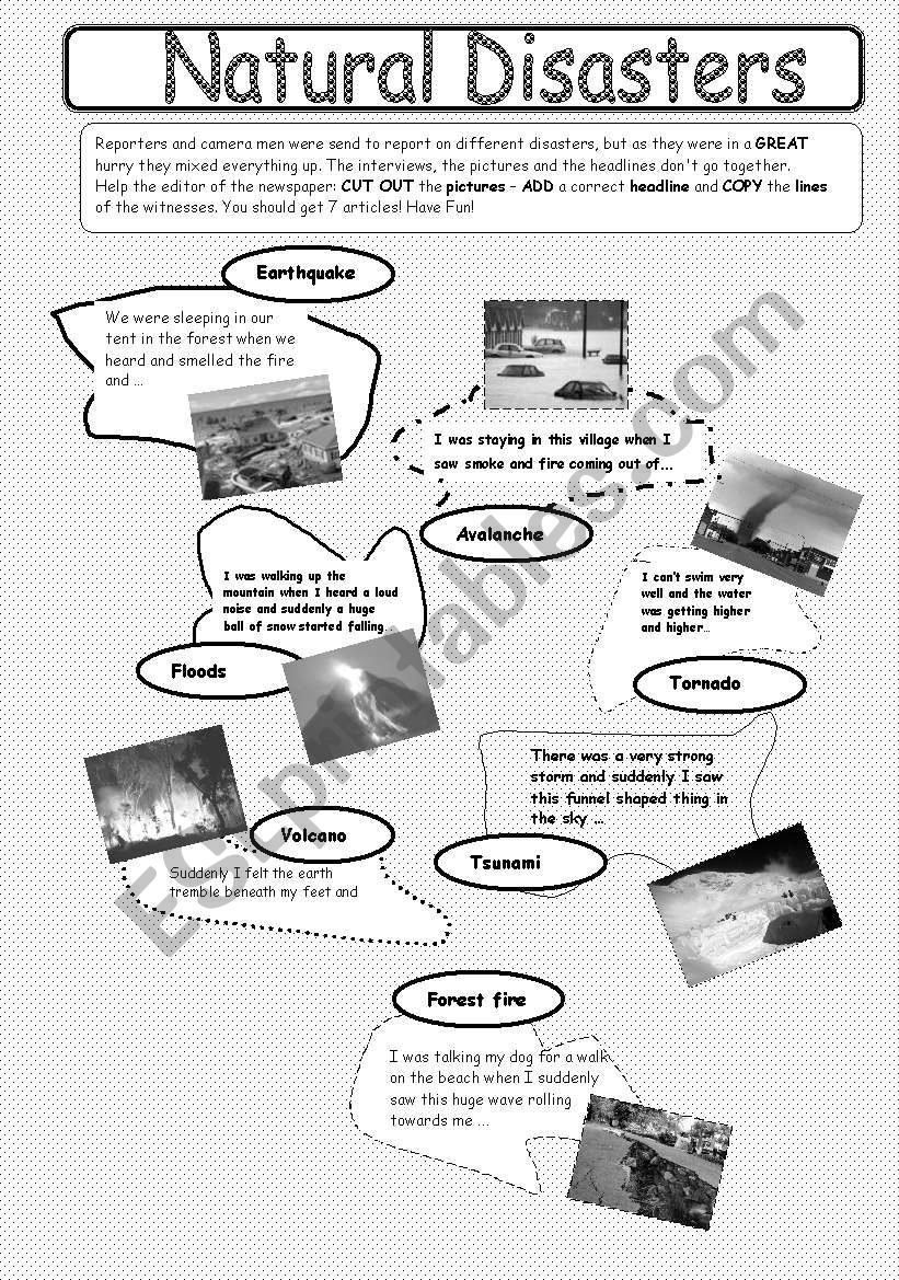 Natural Disasters worksheet