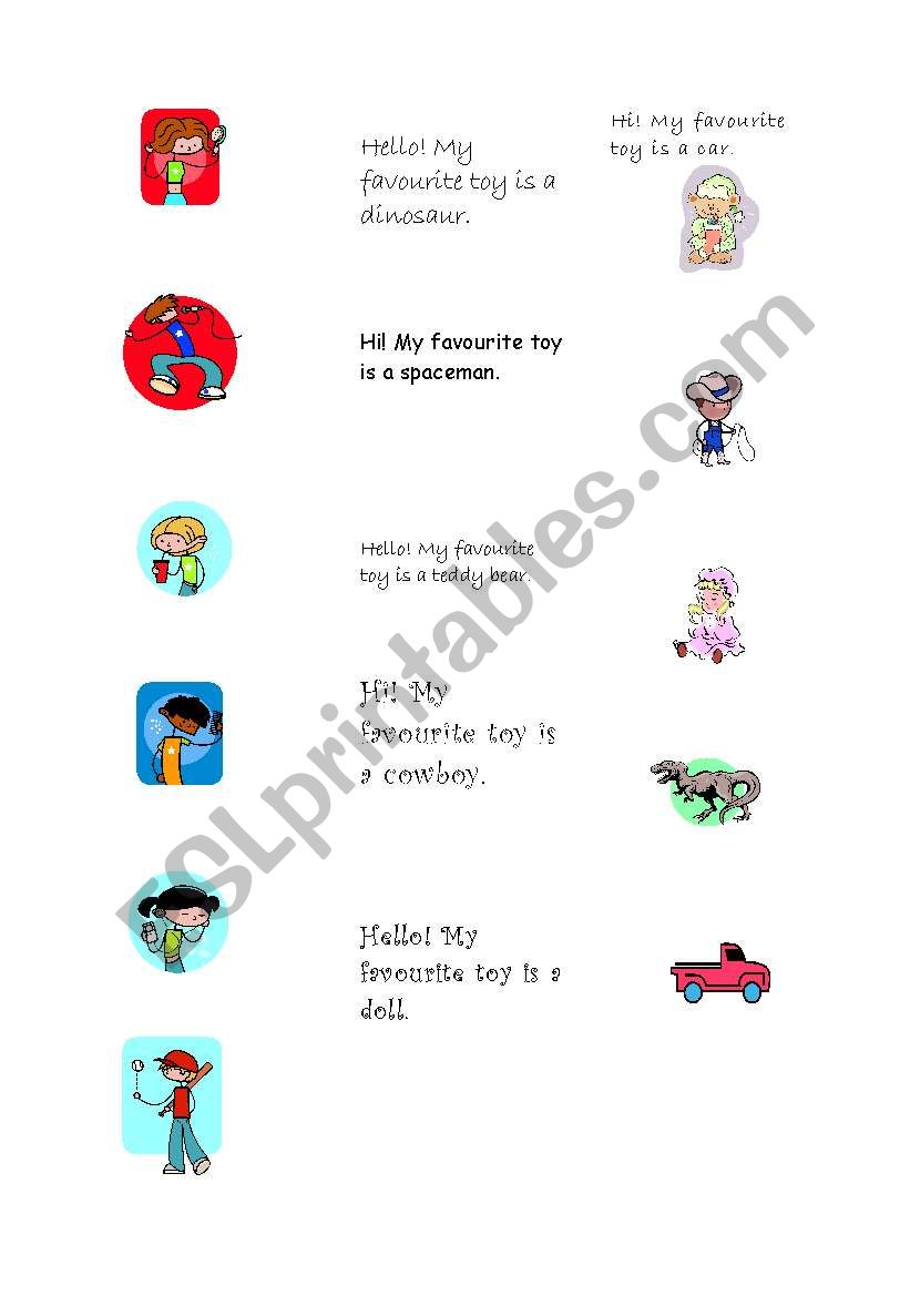 Toys matching worksheet