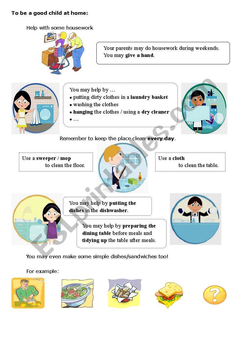 To be a good child at home worksheet