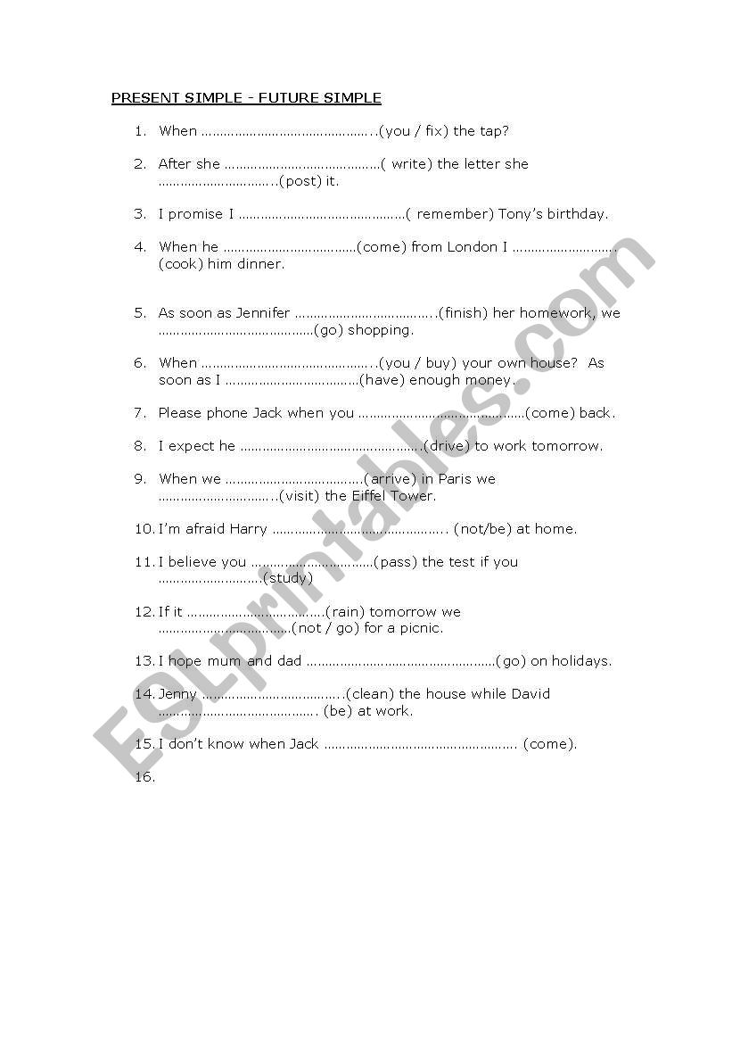 grammar worksheet