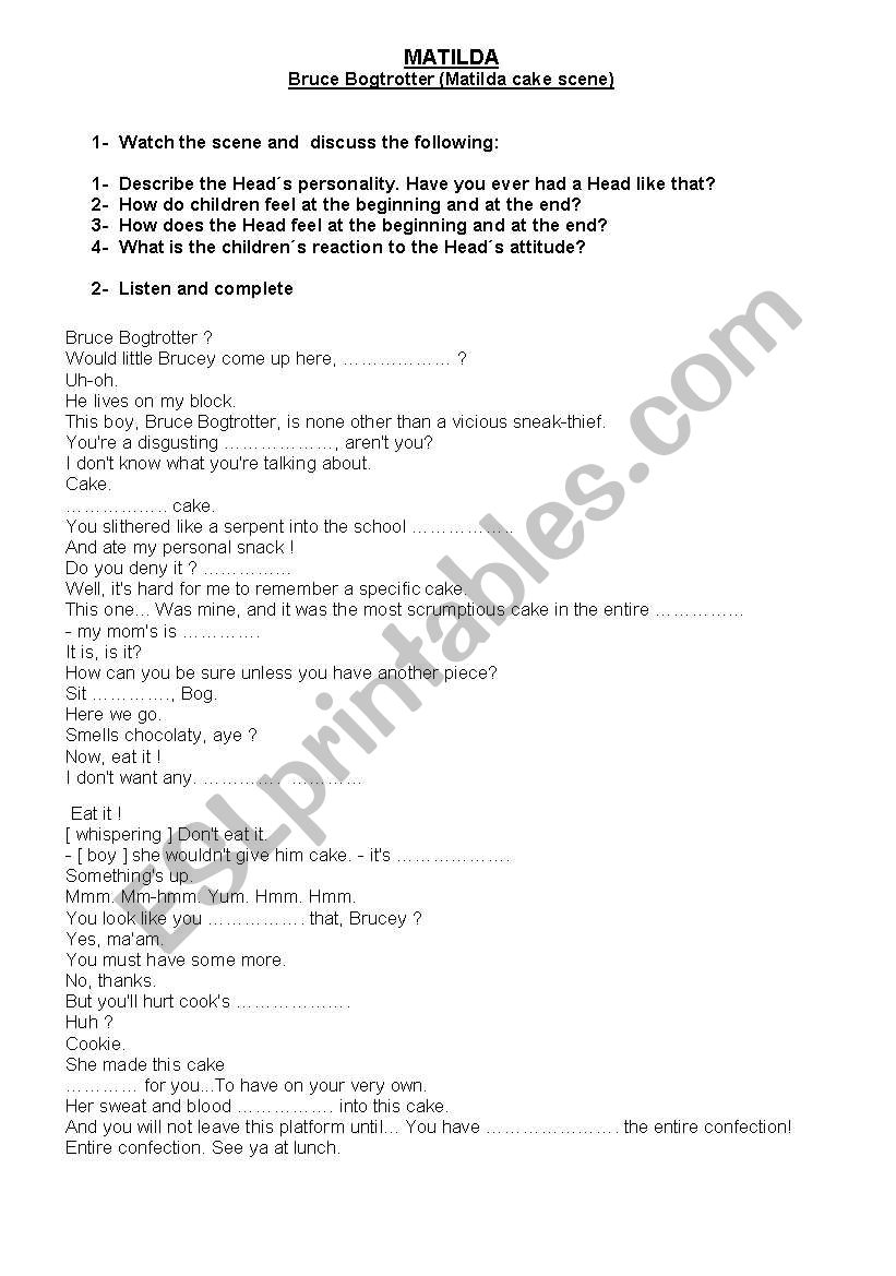 MATILDA  worksheet