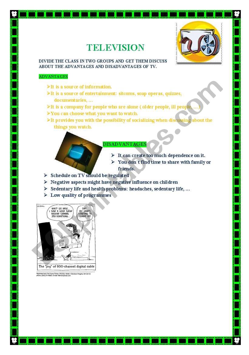 TV discussion worksheet