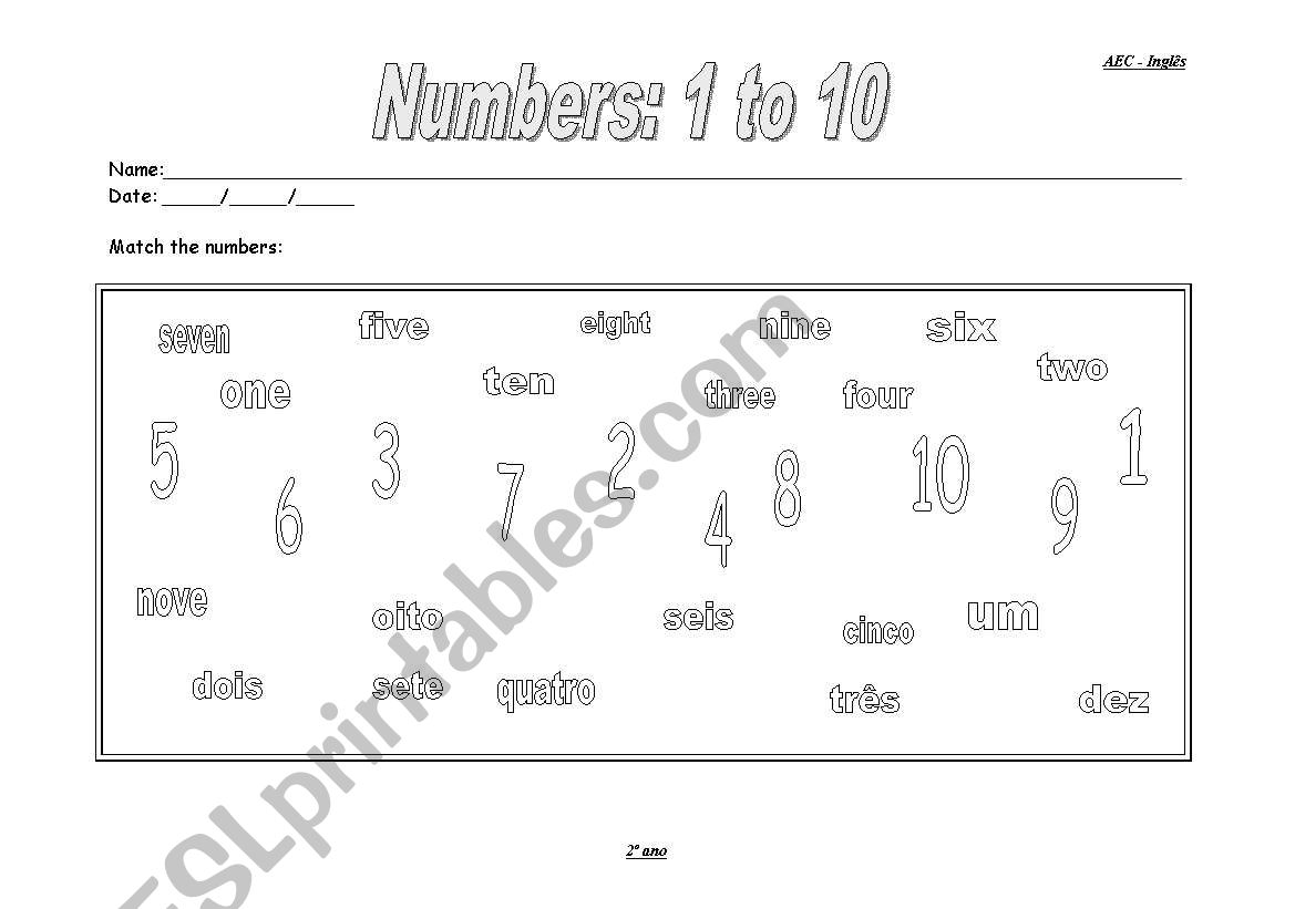 Numbers 1-10 worksheet