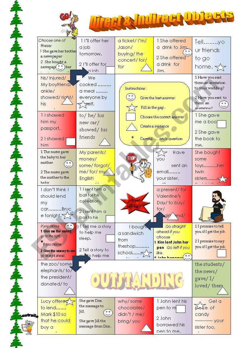 Direct & Indirect Object board game