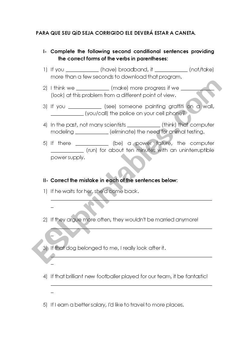 Exercises worksheet