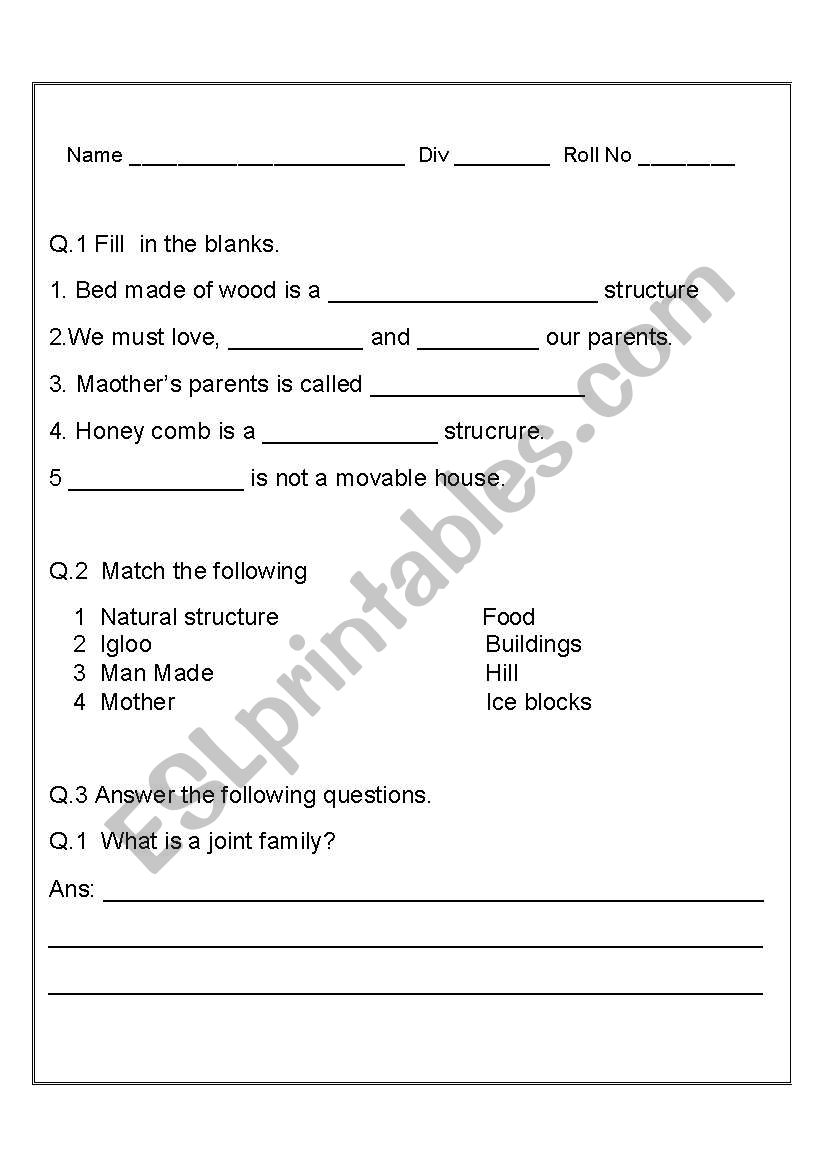 EVS Worksheet worksheet