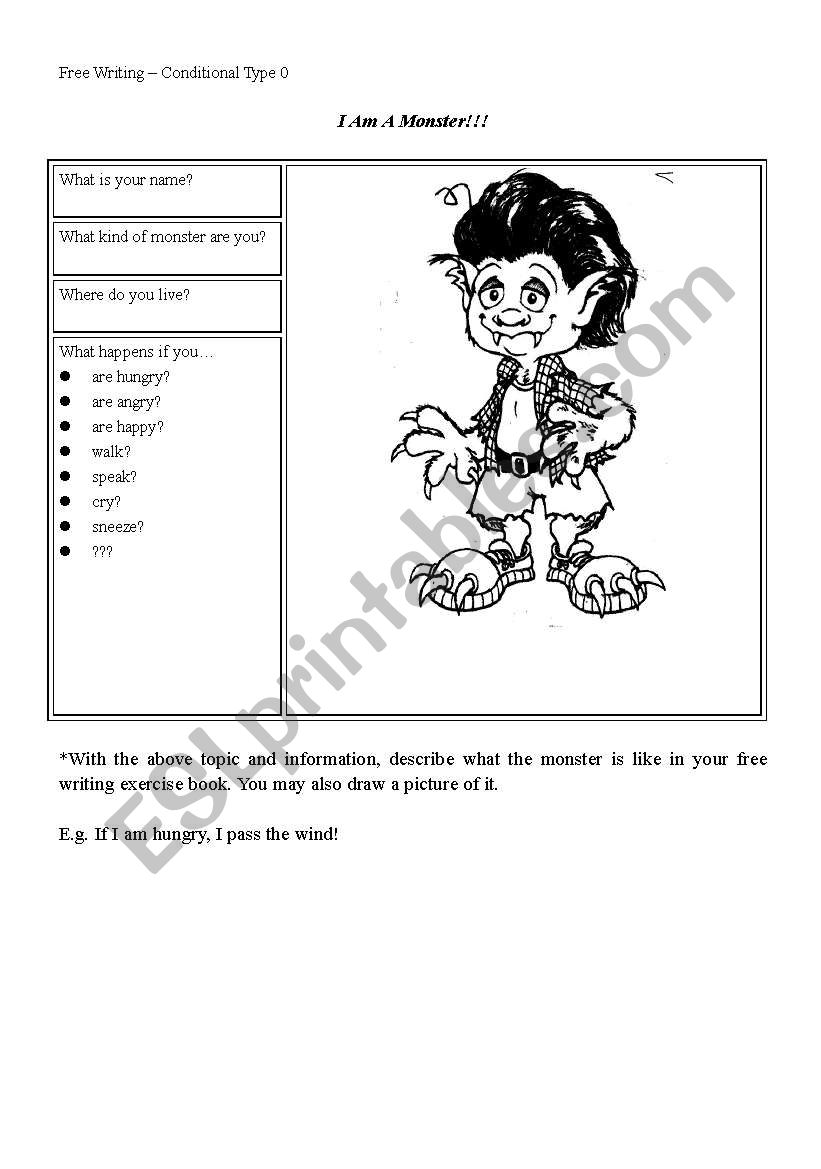 I am a Monster! worksheet