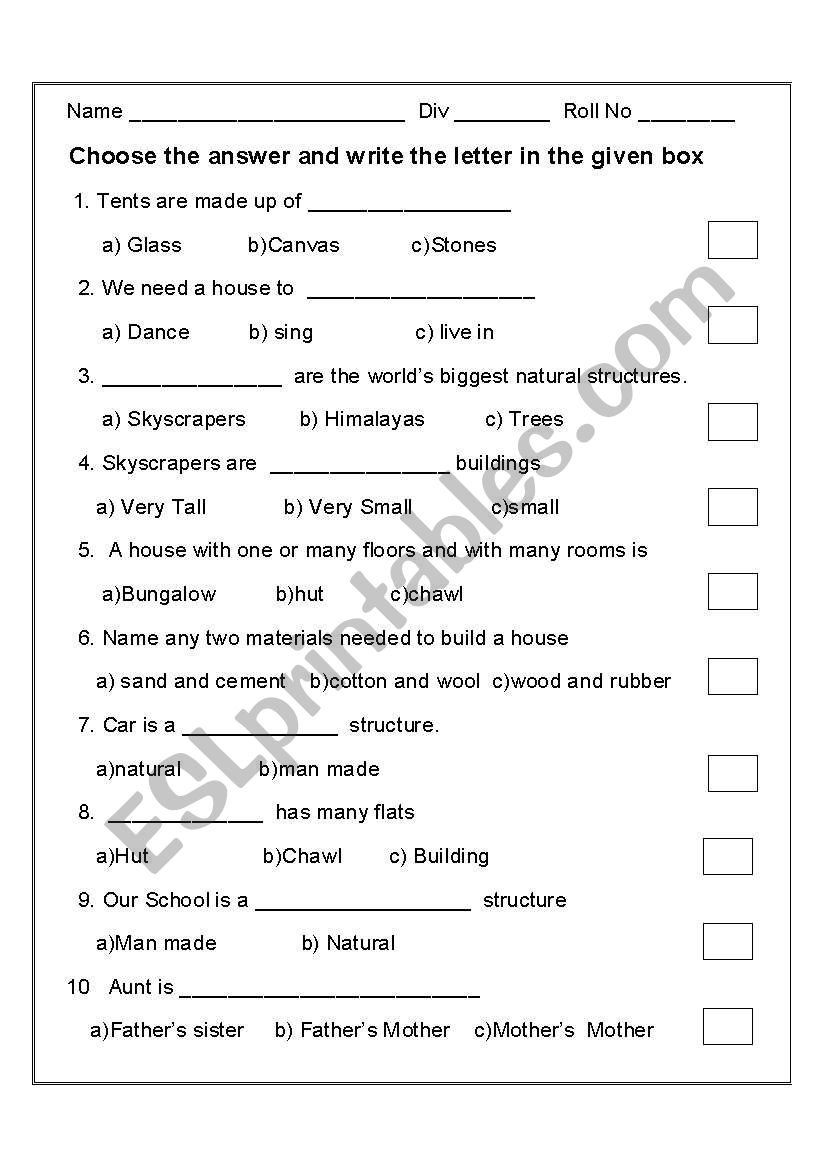 EVS Parctice Worksheet worksheet