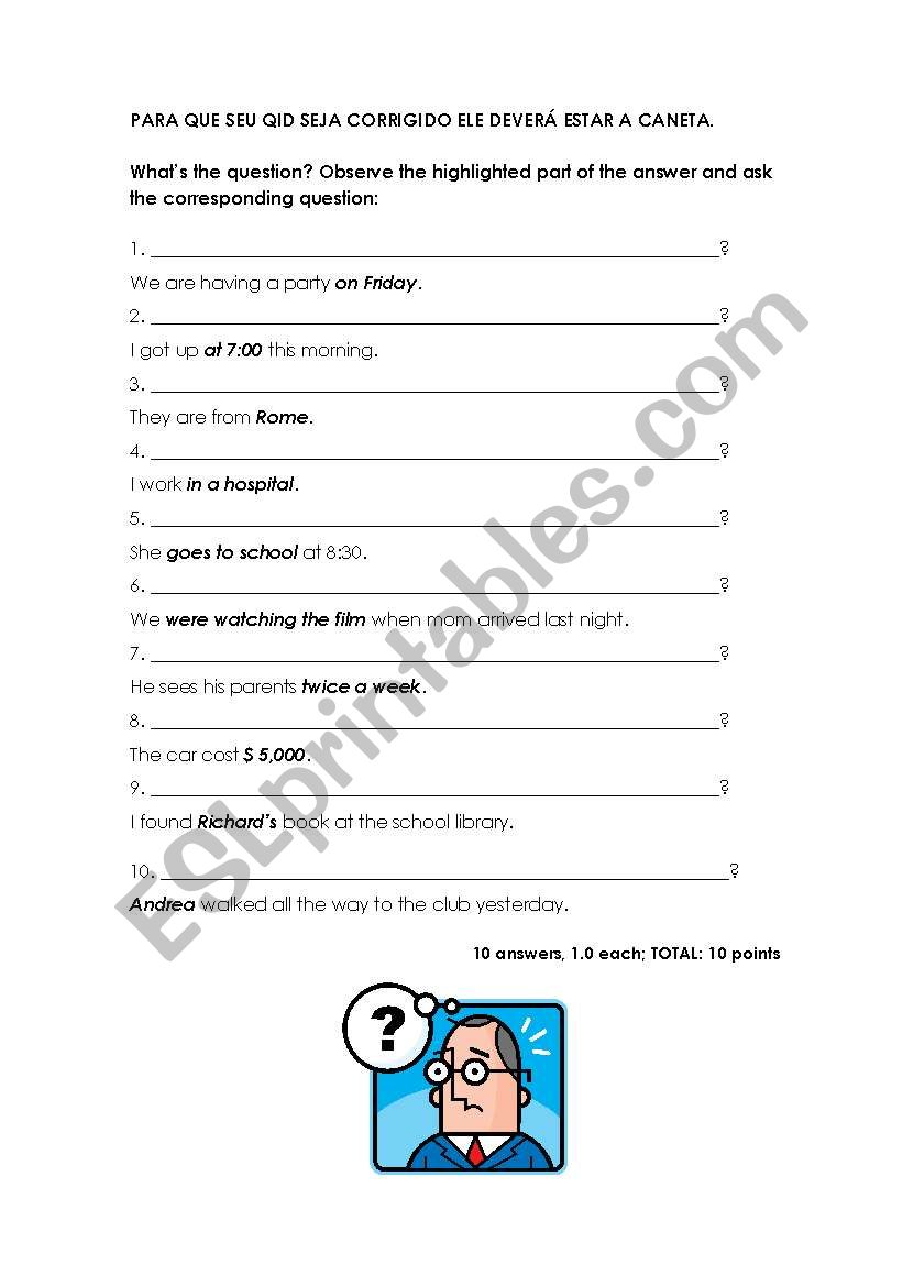 Exercises worksheet