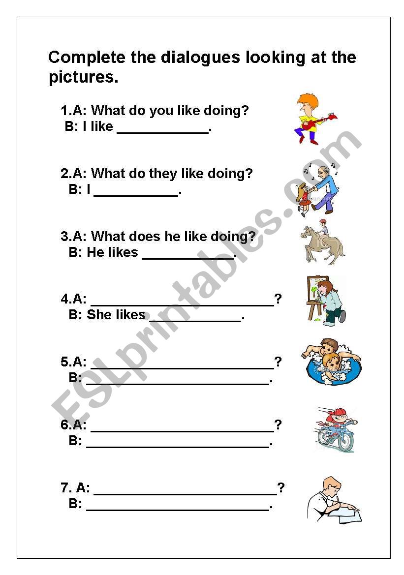 Hobbies worksheet