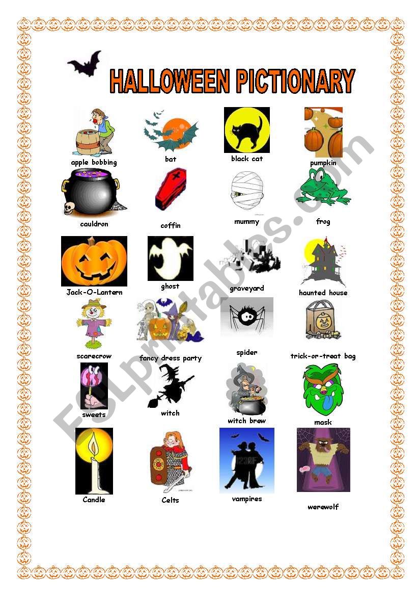 HALLOWEEN PICTIONARY worksheet