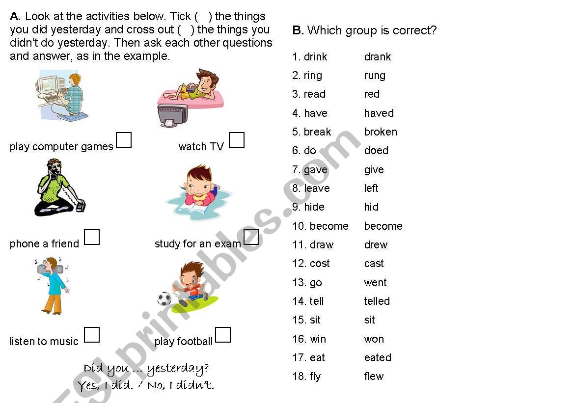 past simple worksheet