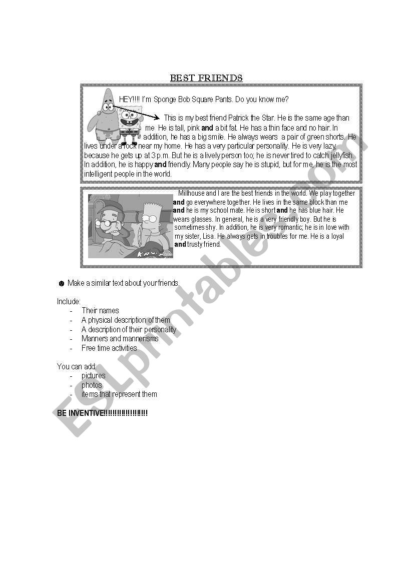 best friends worksheet