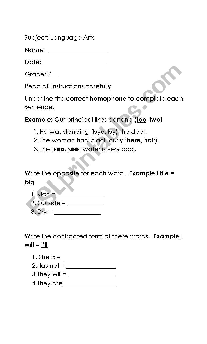 test  worksheet