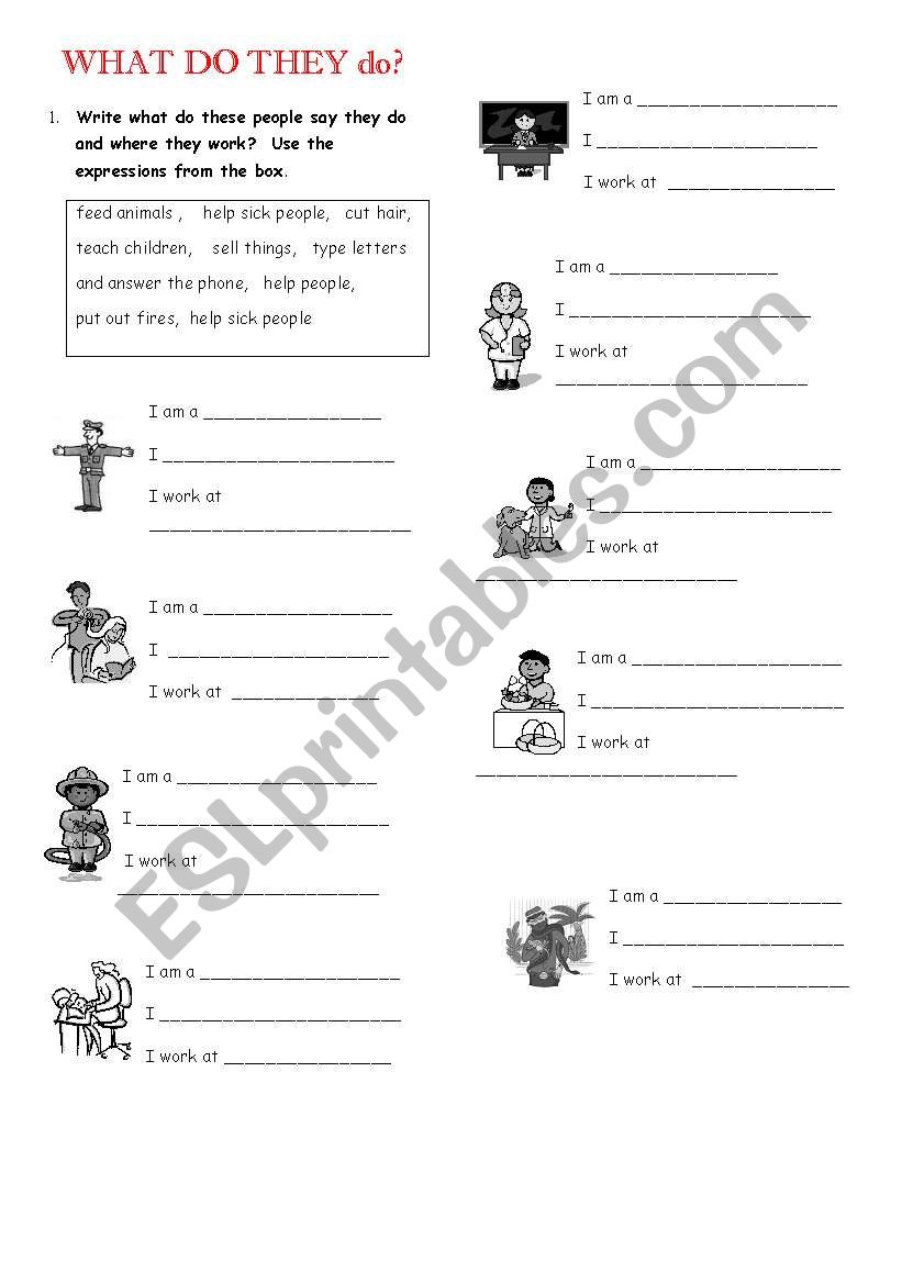 Jobs_What do they do? worksheet