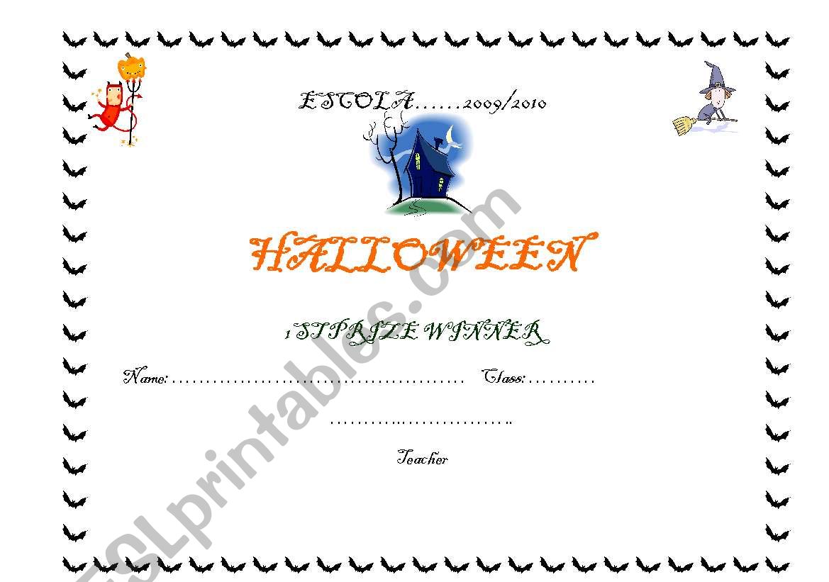 halloween certificate worksheet