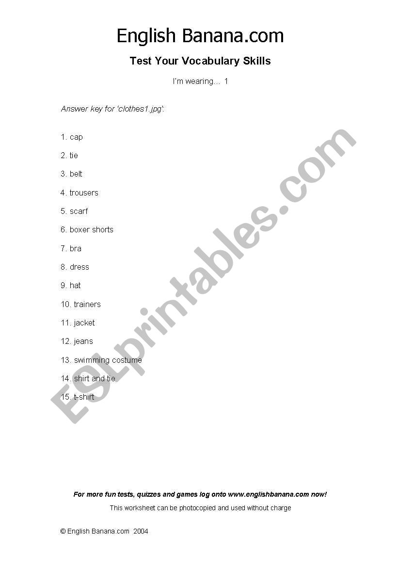 Clothes  worksheet