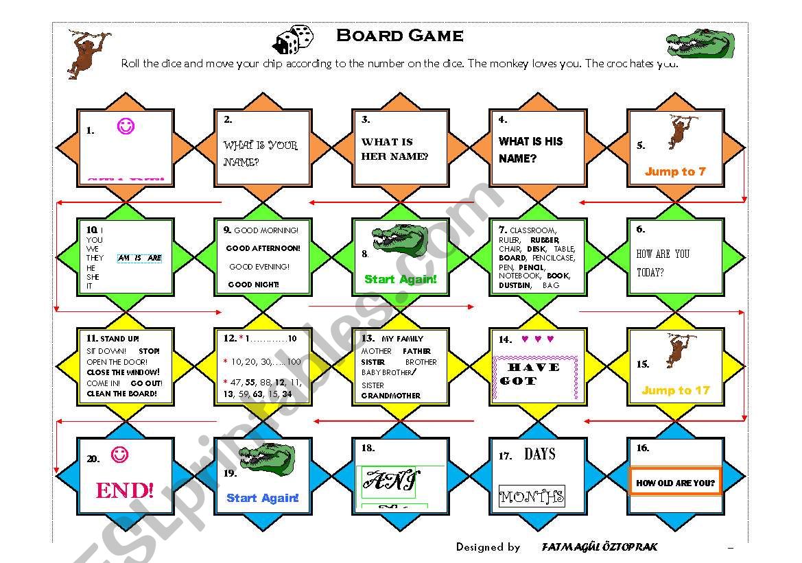 crocodile board game REMINDING 4TH GRADE