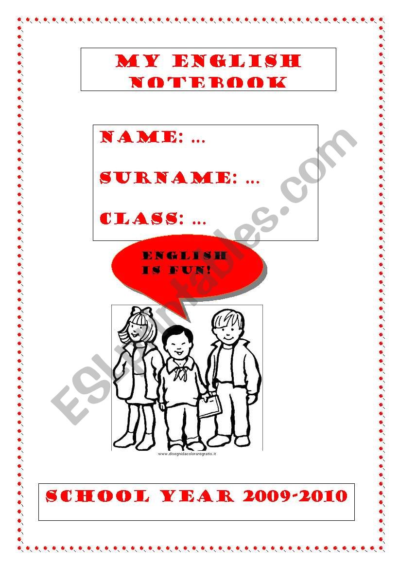 Notebook cover worksheet