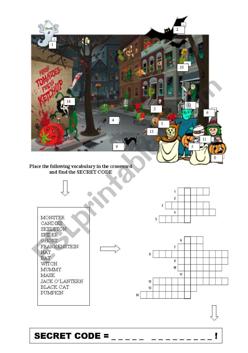 HALLOWEEN SECRET CODE worksheet