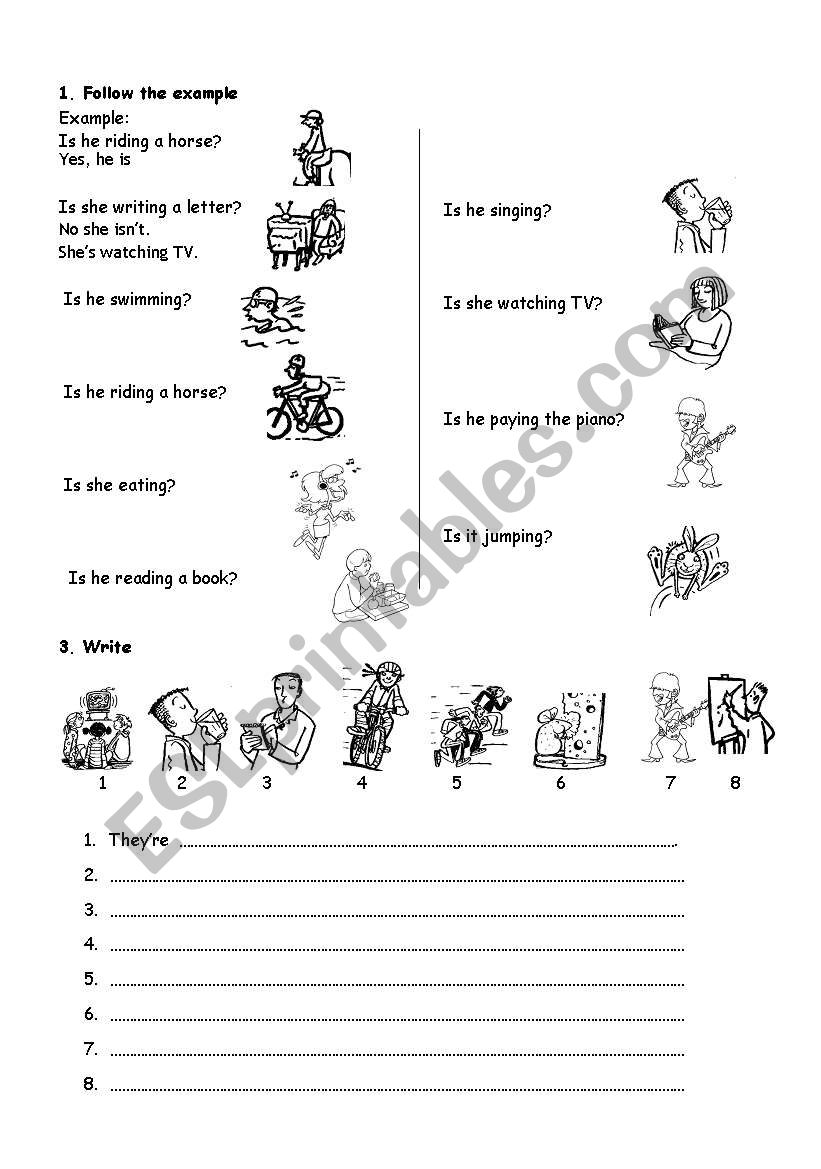 present continous worksheet