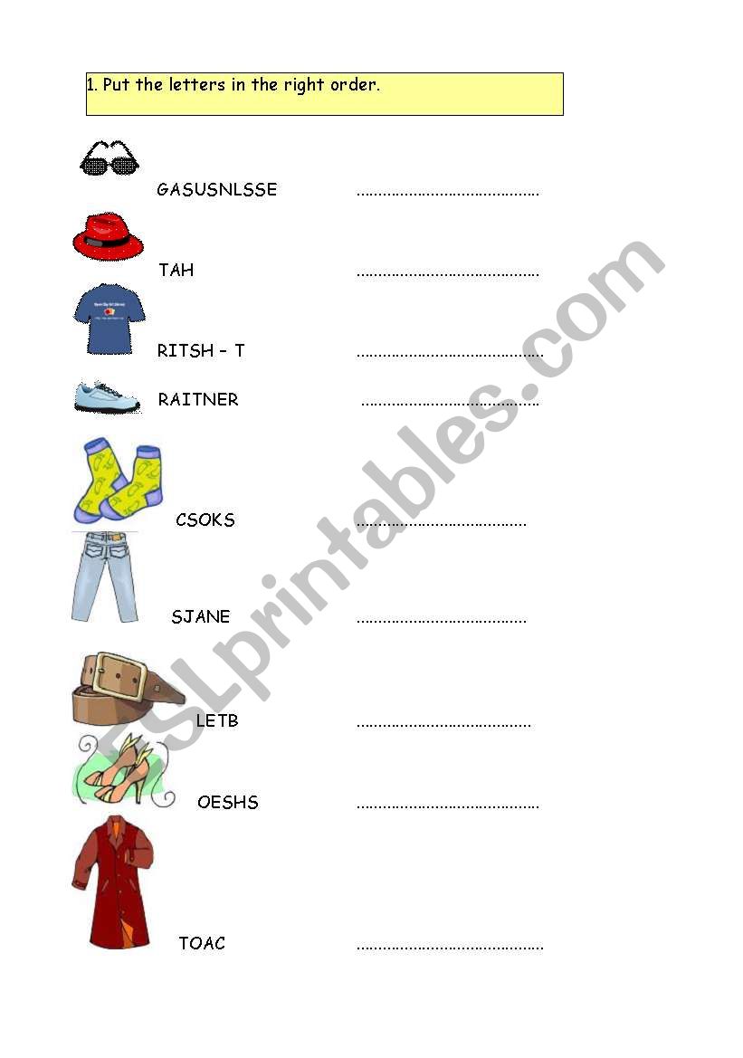 Clothes 1 worksheet