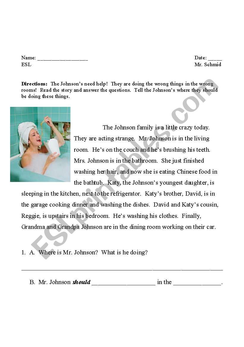 What Should the Johnsons Do? worksheet