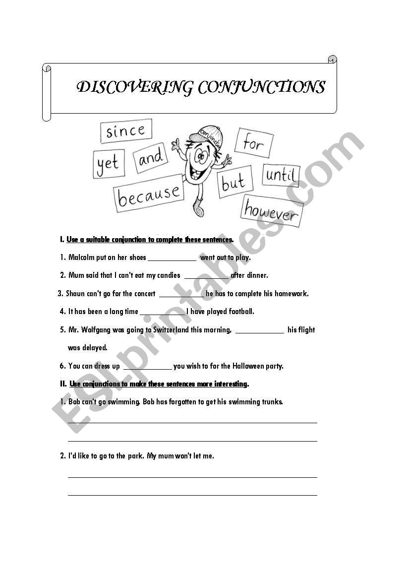 Discovering Conjunctions worksheet