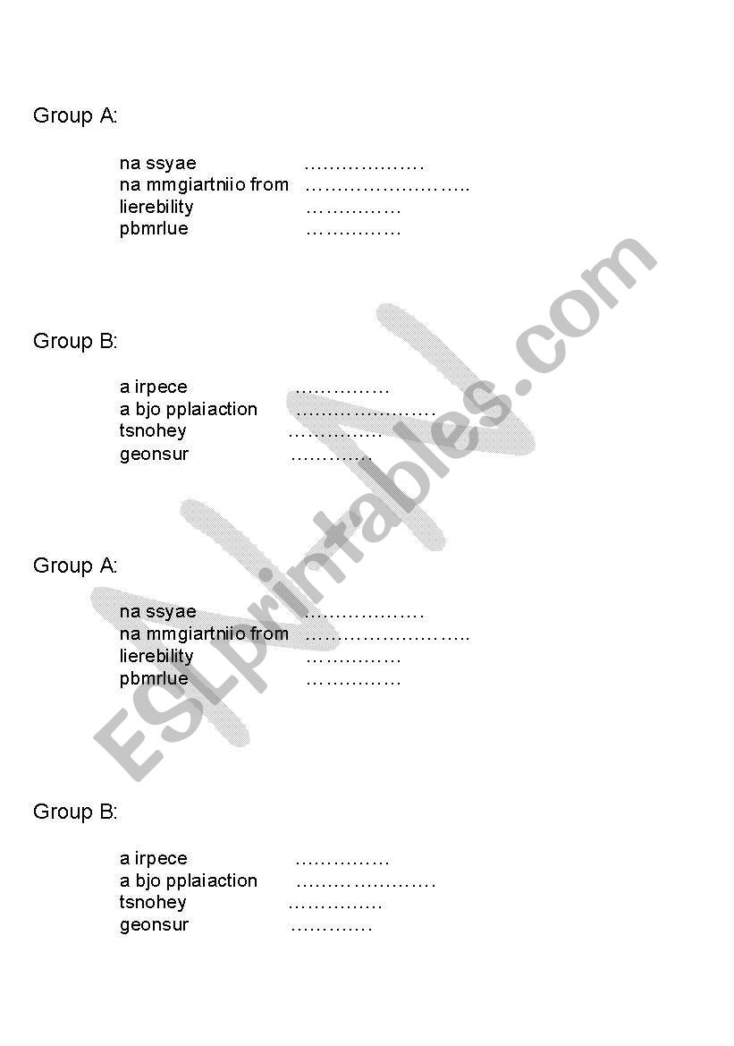 word description worksheet