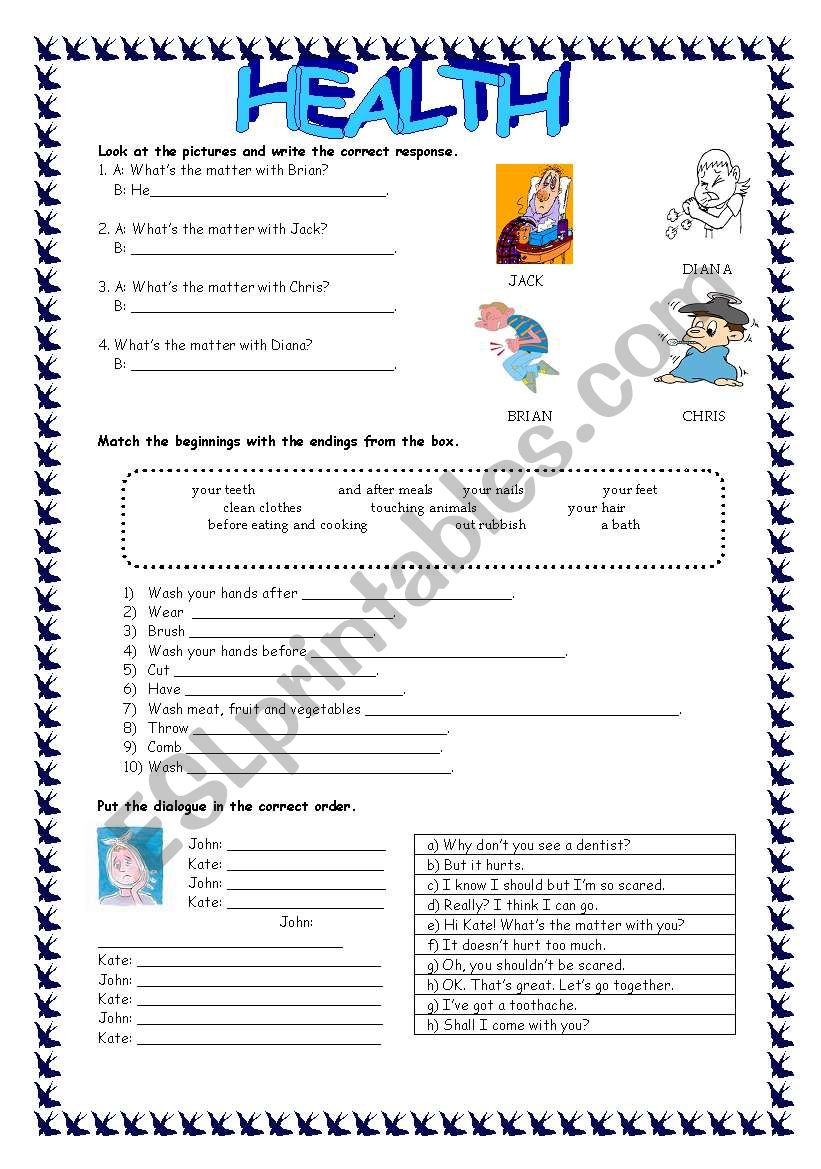 HEALTH worksheet