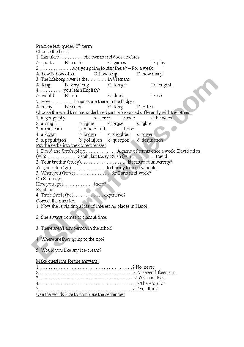 english exercise worksheet