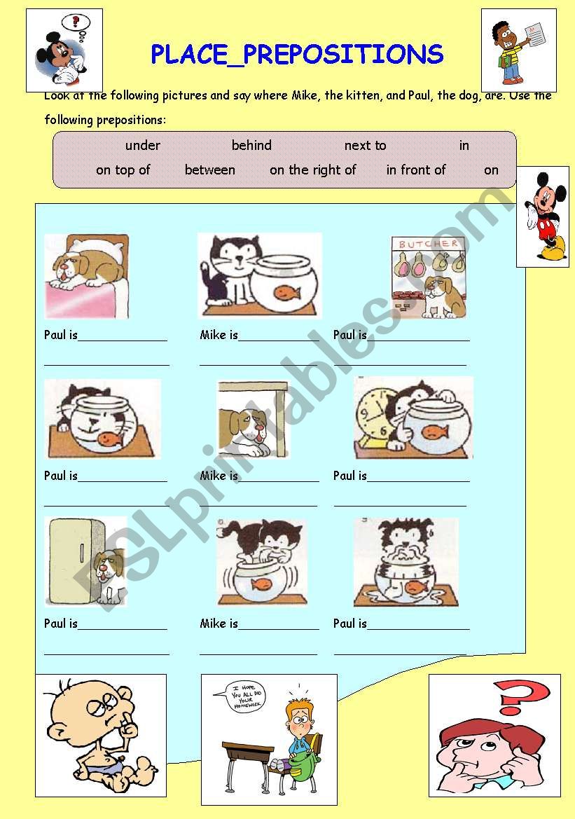 PLACE PREPOSITIONS worksheet