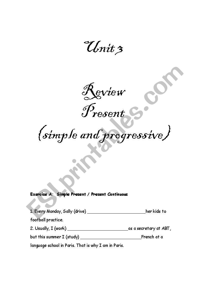 grammar unit 3 review simple present and present continuous