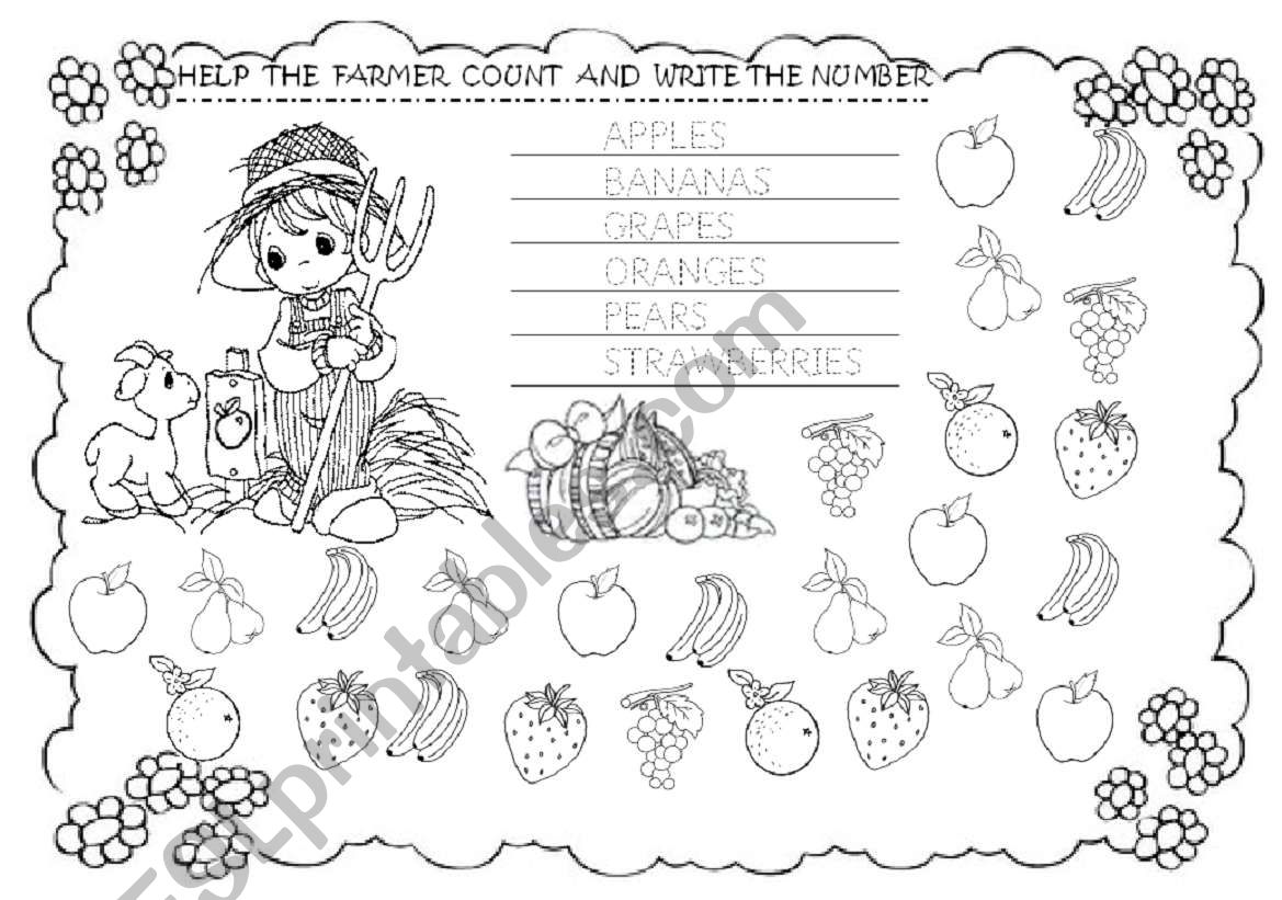 How many fruit???  worksheet