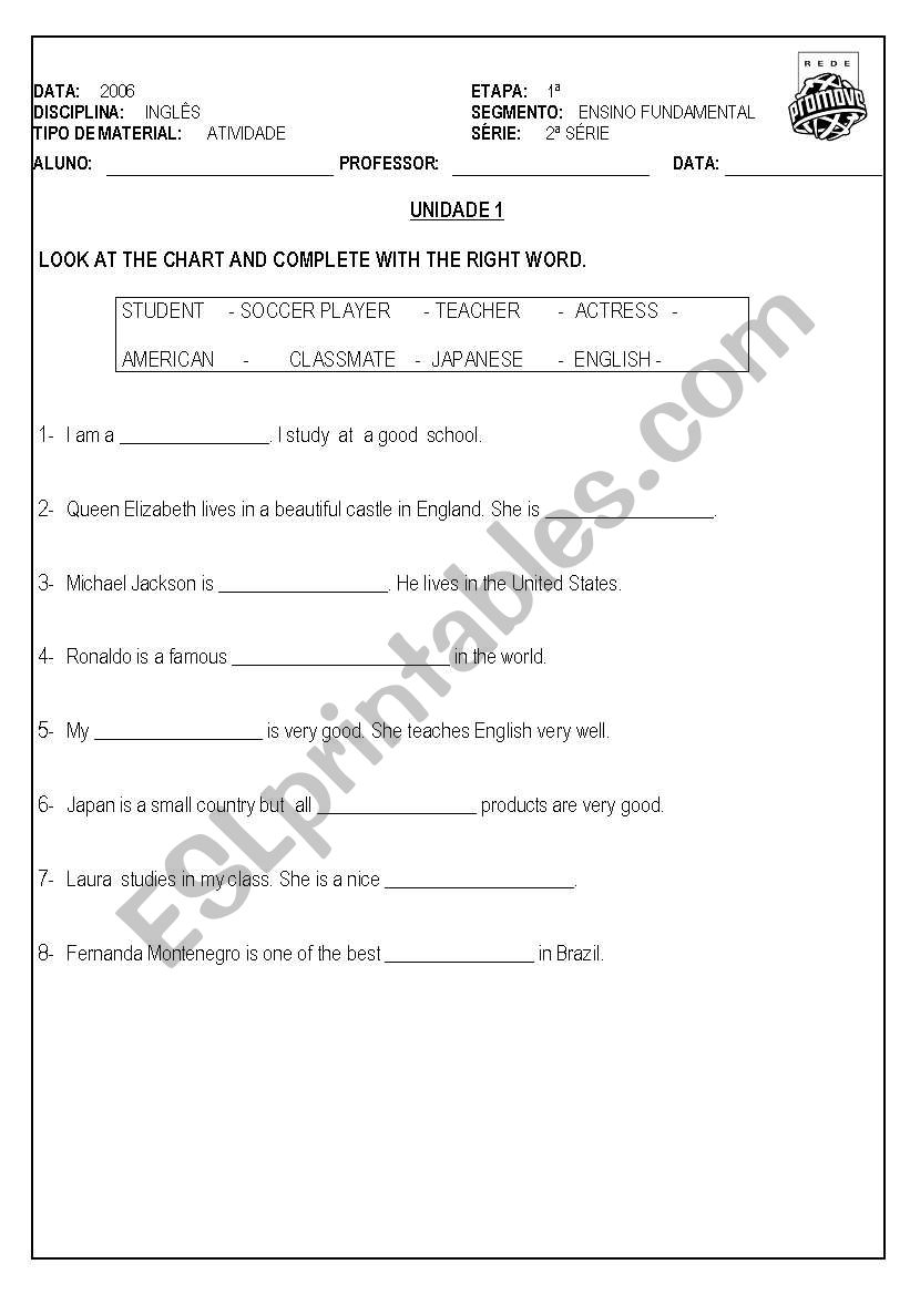 exercise worksheet