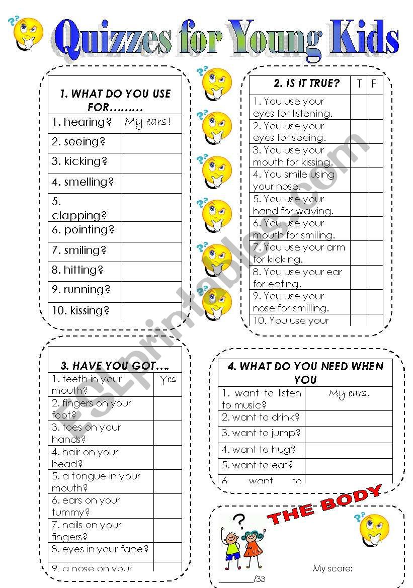 Quizzes for Young Kids worksheet