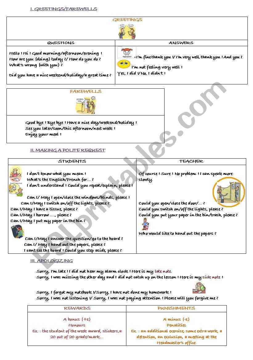 Classroom Language worksheet