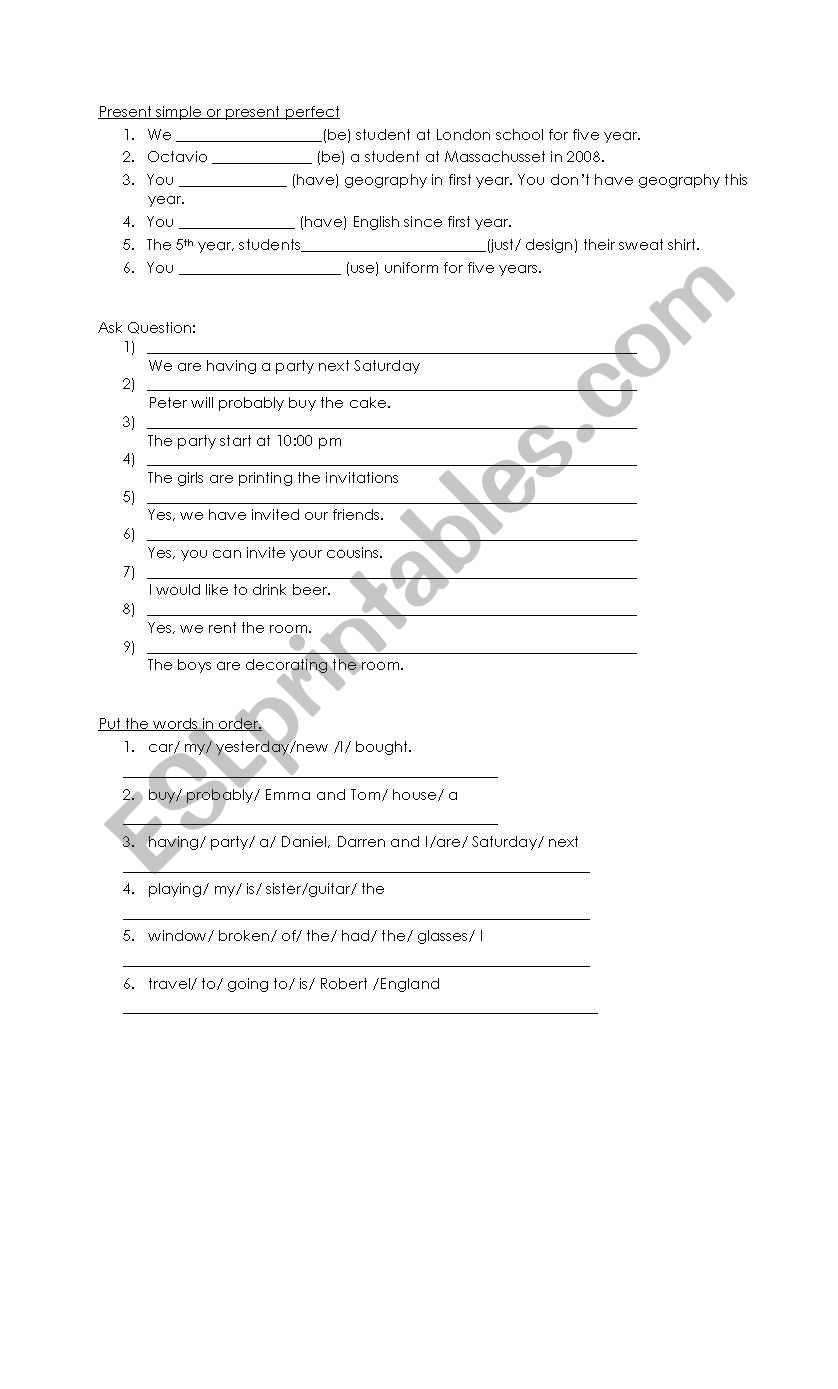 PRESENT SIMPLE OR PRESENT PERFECT